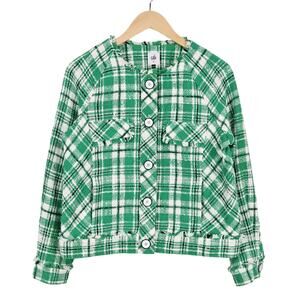 Cabi Fringe Plaid Tweed Preppy Button Up Library Jacket Blazer Old Money Size M